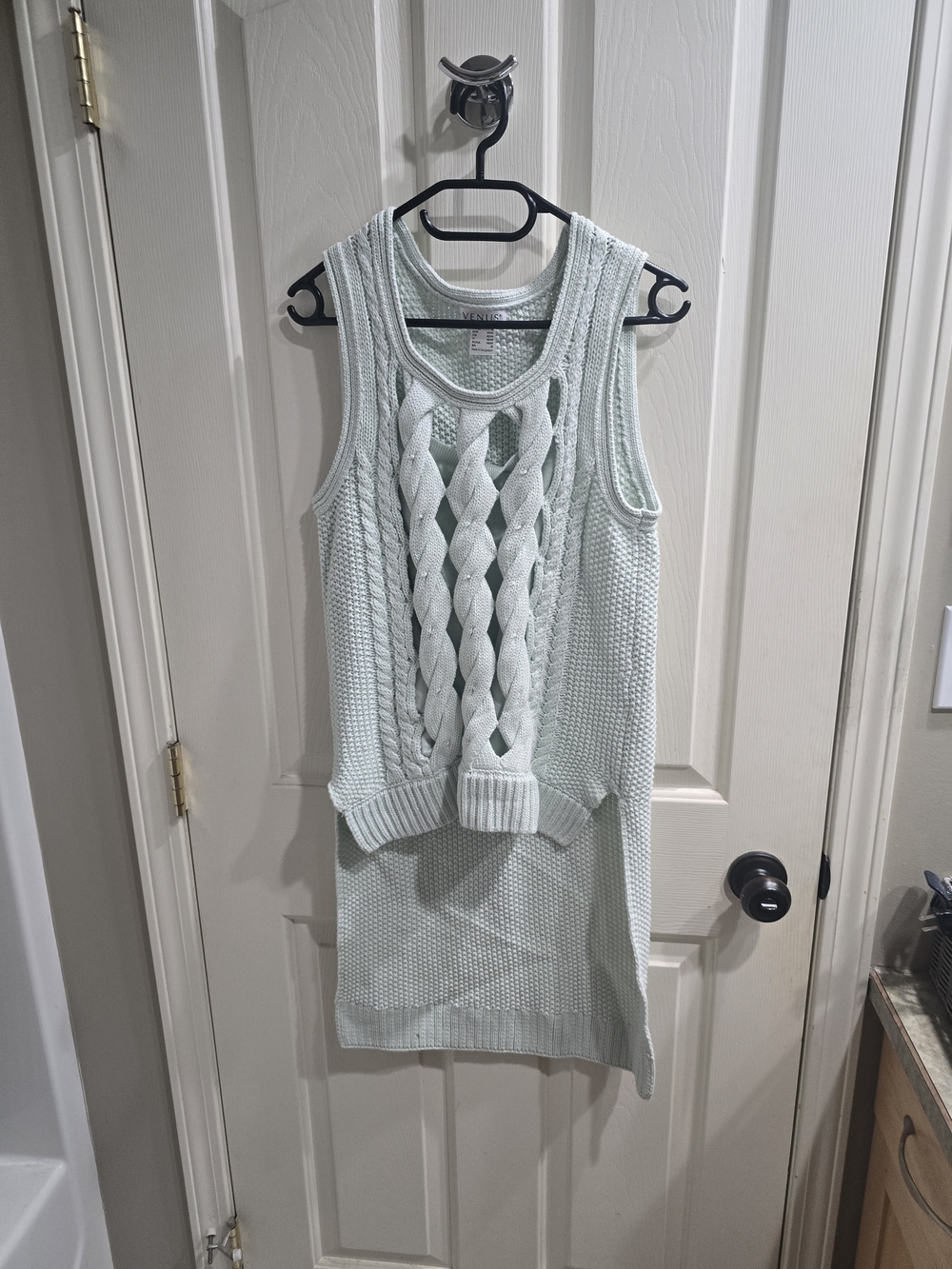 VENUS Mint Cable-Knit Sleeveless Dress